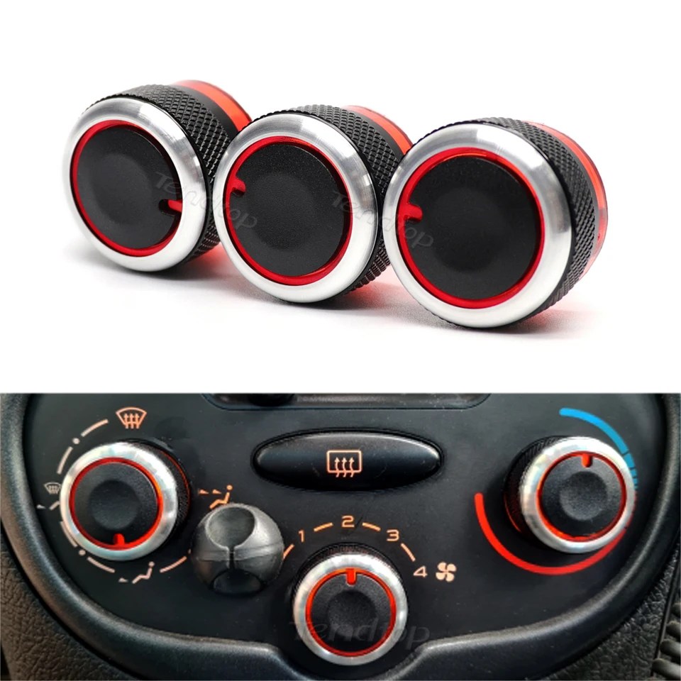 Manopola di Controllo Dell'aria Condizionata per Auto 3 Pezzi Pulsante AC Sostituzione per Peugeot 206/206+/207