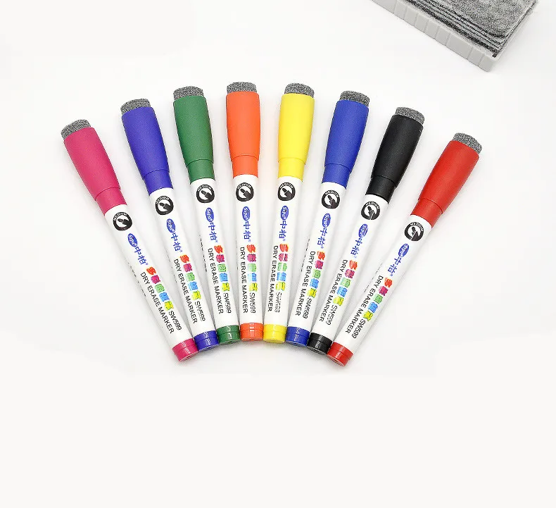 Coloffice 8 Colors/Set Color Erasable Marker Pen Magnetic Strip Adsorbable Whiteboard Brush Office School Art Supplies 2.0mm