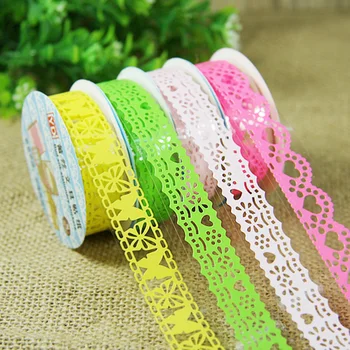 

School Stationery Self Adhesive Cute Book Decor Lace Out Glitter Scrapbooking Crafts Decorative Sticky Roll Tape