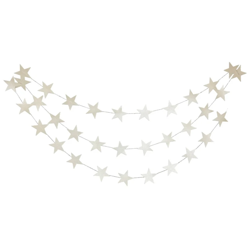 33PC/lot 4M Paper Banner Gold/Silver/Blue Glitter Star Paper Garland Banner Birthday/Wedding/christmas Party Home Decoration - Цвет: SV