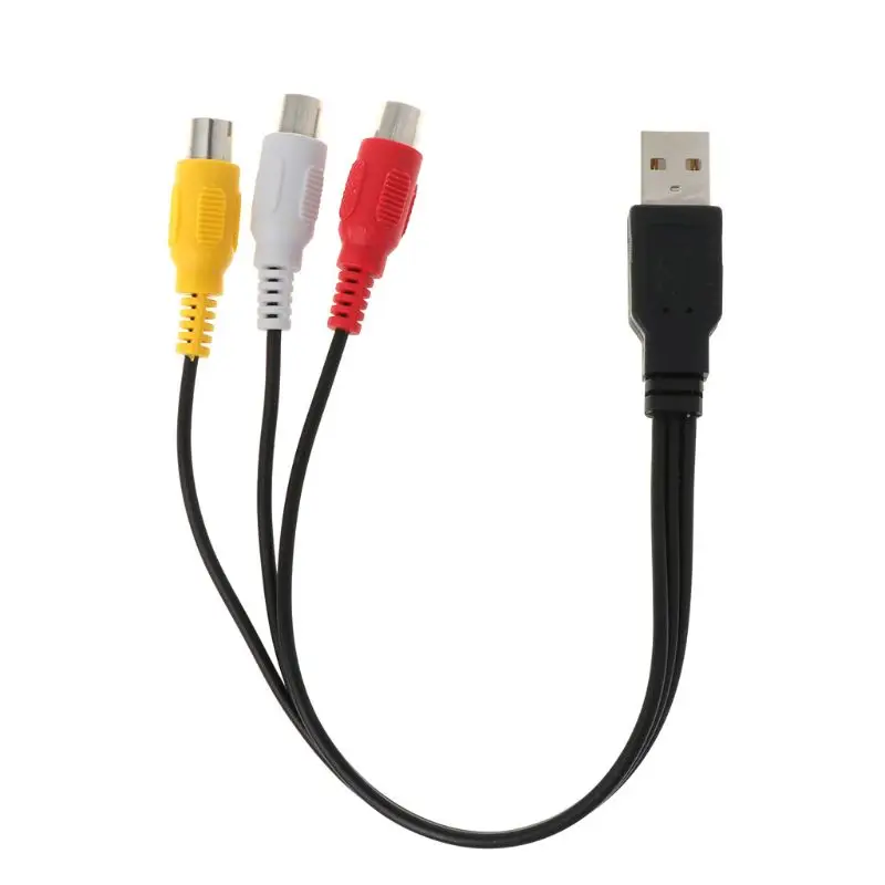 USB на RCA кабель USB штекер на 3 RCA Женский комбинезон стерео аудио видео кабель телевизионный адаптер провод AV A/V ТВ адаптер A69B