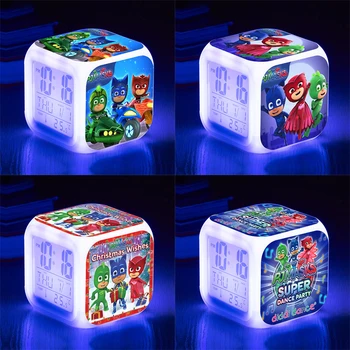 

PJ Masks Cartoon Multifunctional Mute Student Bedside LED Colorful Night Light Color Changing Alarm Clock Electronic Clock 2S59