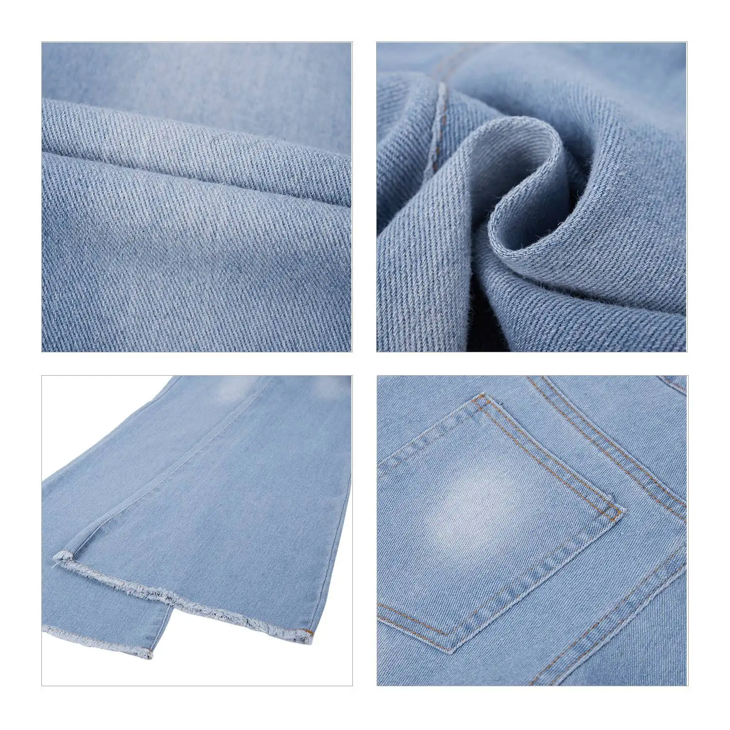 Women Fashion Wide Leg Flared Jeans Denim Comfortable Loose Jeans Zipper Pocket Trousers,Navy Blue L