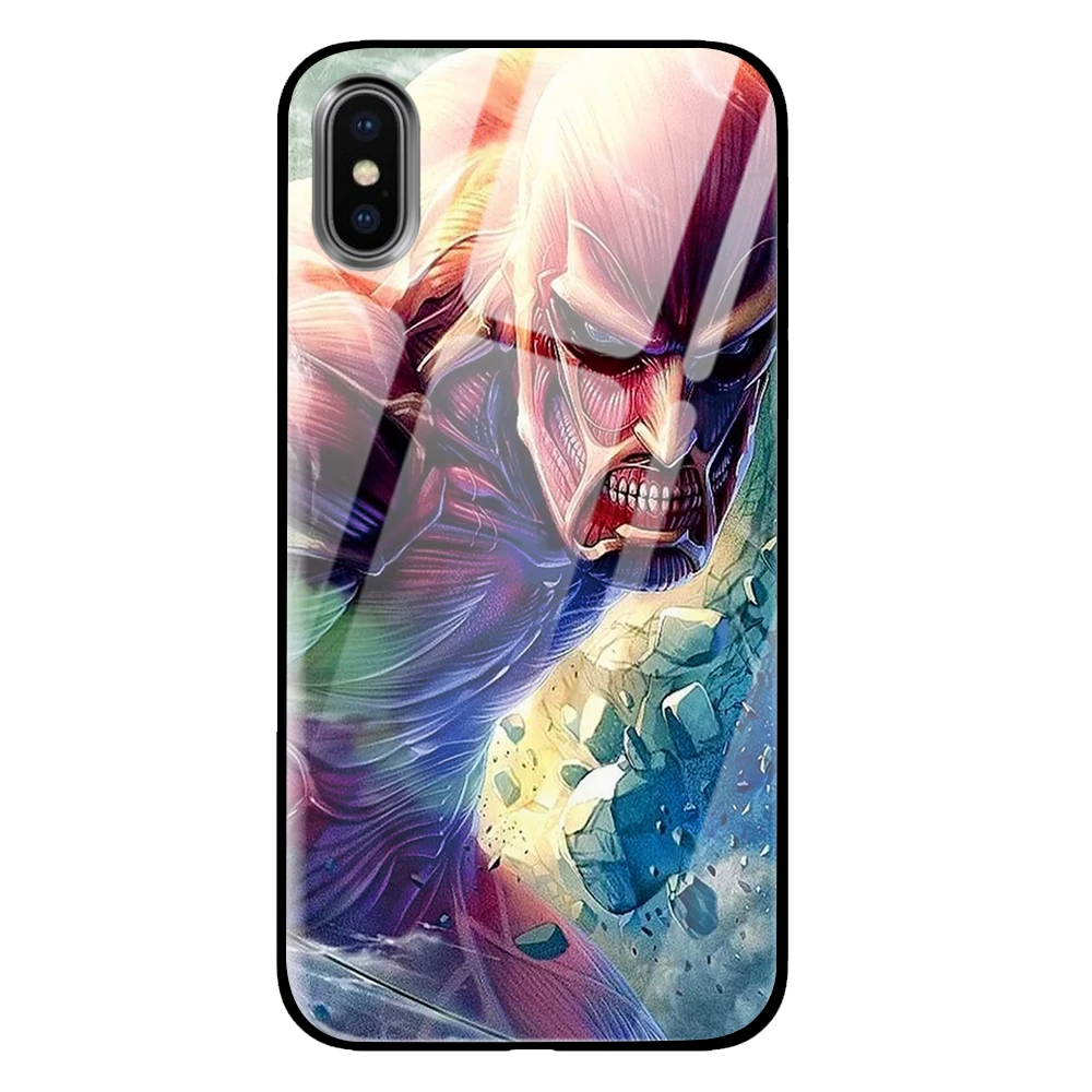 Роскошный чехол Attack on Titan из закаленного стекла для iPhone 5 5S 6 6s 7 8 Plus X XS XR 11 Pro Max - Цвет: 2