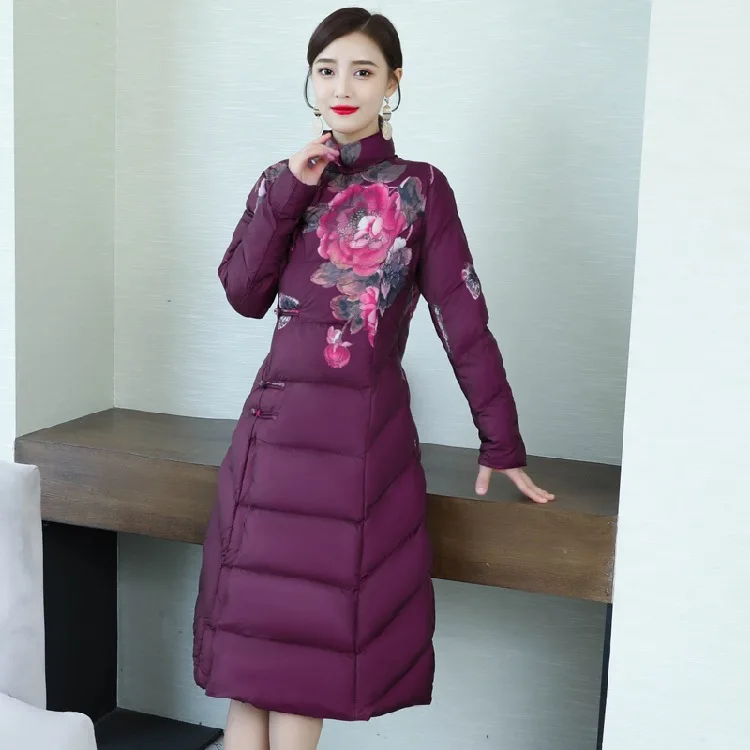 

Down Jacket Cotton-padded Clothes Women's Mid-length 2019 New Style Winter Fashion Slim Waist Hugging Slim Fit Elegant Frog Red