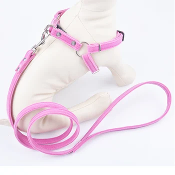 

Soft Puppy Dog Harnesses Lead Set Pink Brown Black Leashes Adjustable Dog Halter Harness For Small Medium Pets Dogs