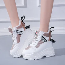 Lucyever/женские очень теплые плюшевые зимние ботинки; повседневная обувь на высокой платформе, увеличивающая рост; женские зимние ботинки; кроссовки