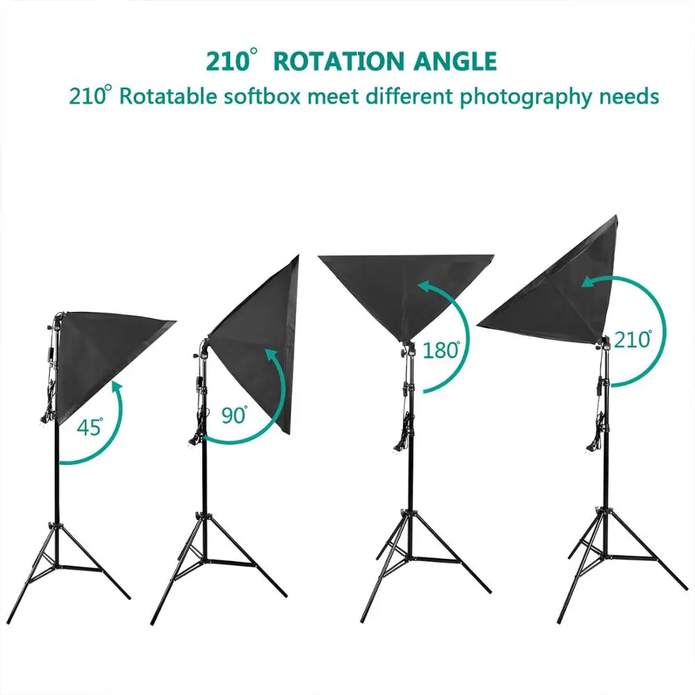 ZUOCHEN софтбокс для фотостудии с подсветкой, комплект непрерывного освещения с 2 шт. софтбоксом, 4 светодиодный Blub, 2 штатива для Facebook Live