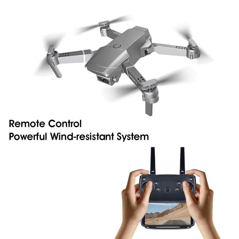 E68 4K Drone Helicopter HD 4K 1080P Camera WIFI FPV Wide Angle Hight Hold Mode RC Foldable Quadcopter Weight 95g Kids Toys Gift