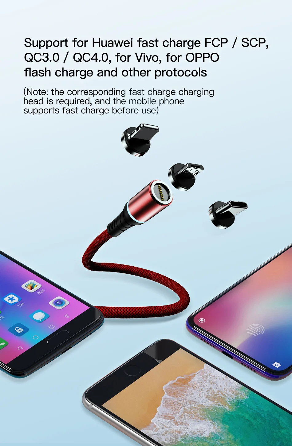 !ACCEZZ 5A Magnetic Cable Fast Charging For iPhone X 11 8 ipad Mini Xiaomi Realme Micro USB Type C Magnet Charger Data Sync Cord (10)