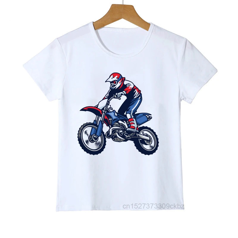 T-shirt For Boys Cool Motorcycle Cartoon Print Boy Clothes Casual Kids Tshirt Summer Hiphop Teen T Shirt White Tops t-shirt kid dress	