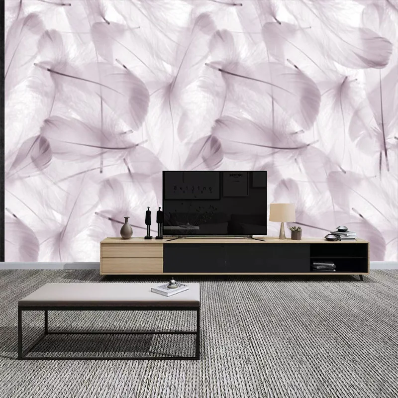 

Simple Hand-Painted Feather Art Northern European-Style Wallpaper TV Backdrop Living Room Cool Customize the Murals Bedroom Wal