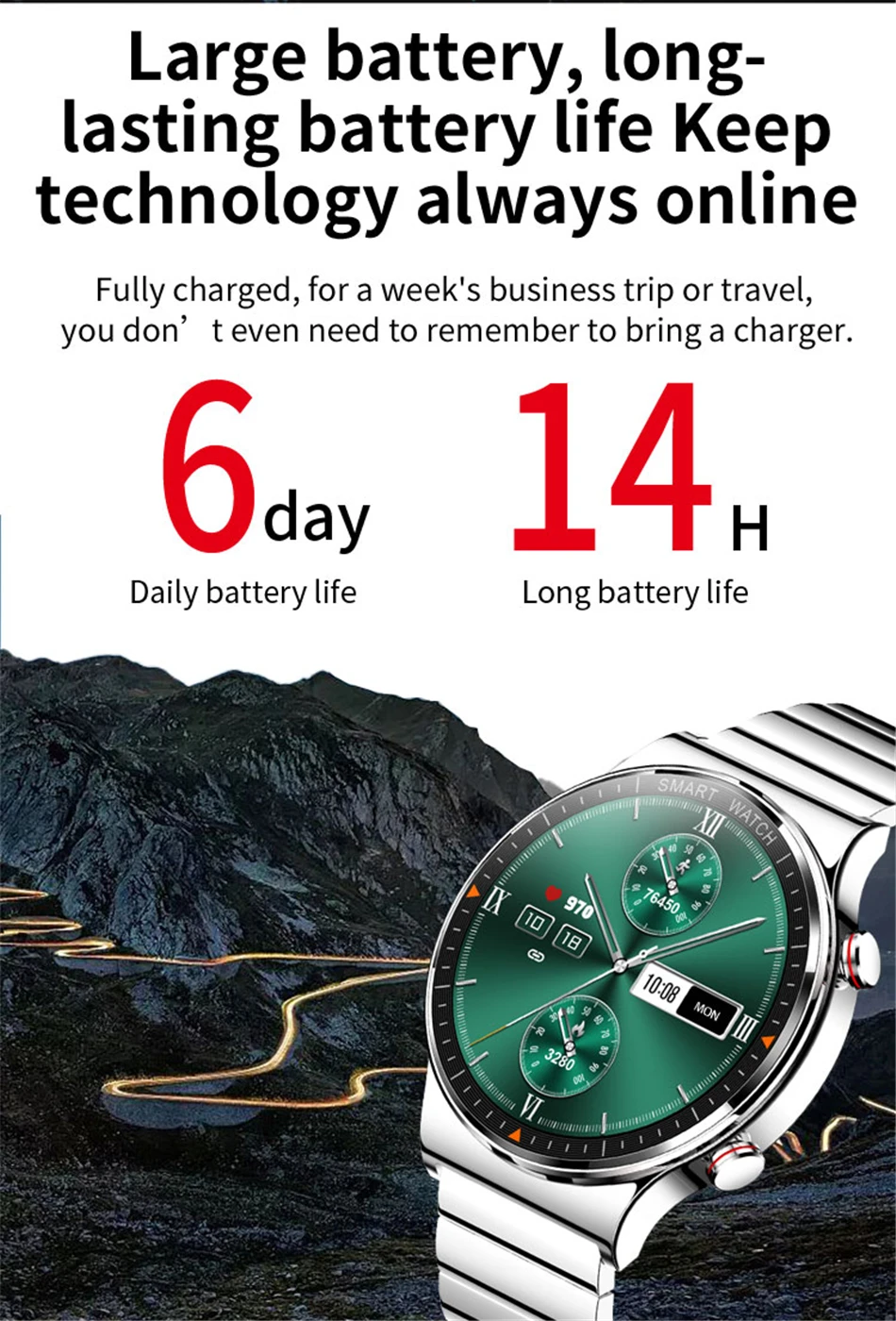 2022 New 454*454 HD Display Smart Watch Men Bluetooth Call IP68 Waterproof Music Player Connect Bluetooth Headset Smartwatch ECG