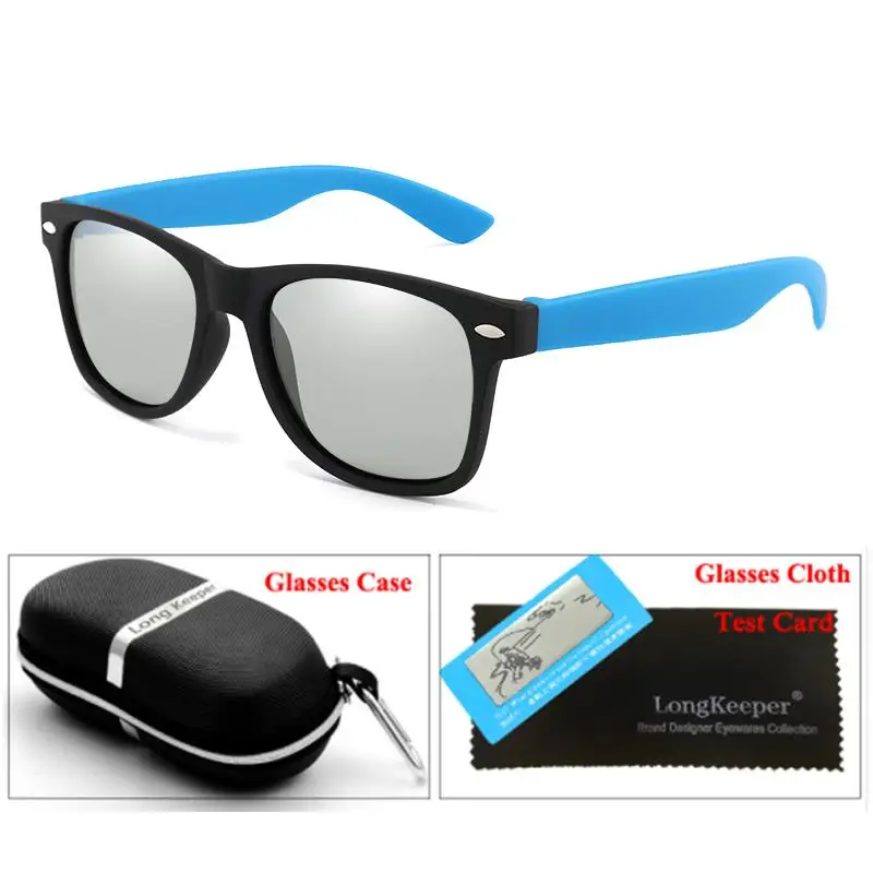 black blue Longkeperer фотохромные солнцезащитные очки подарочный набор мужские Поляризованные Солнцезащитные очки женские заклепки квадратные очки-хамелеоны с чехлом - Цвет линз: black blue
