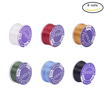 

1 Set 6rolls Special Coated Polyester Threads For Seed Beads Mixed Color 0.1mm