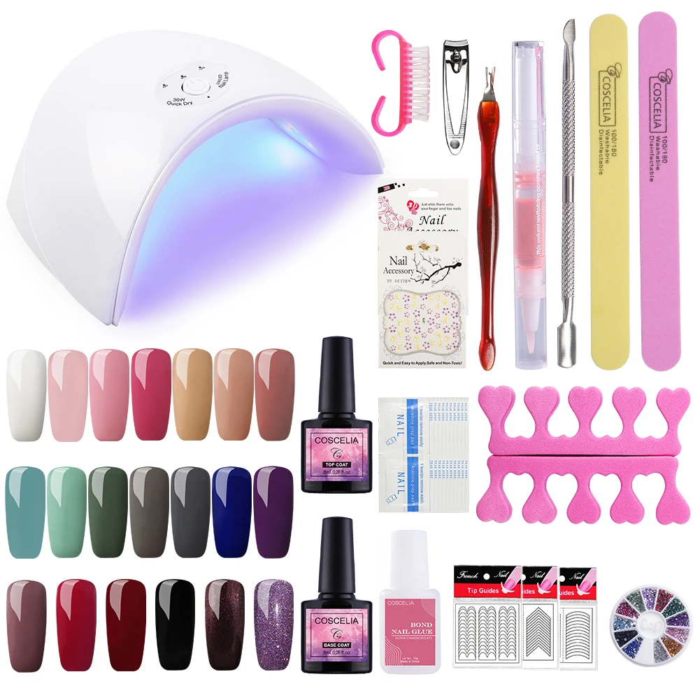

COSCELIA Newest Nail Art Gel Polish Hybrid Easy To Use UV Gel 36W Nail Lamp 36W Dryer Nail Kit Machine Tool Set