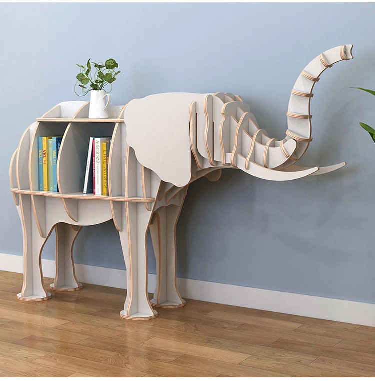 Украшение дома супер большая деревянная статуя стеллаж для хранения Bookrack 3D скульптура слона офисный магазин животные, статуэтки декор для книжной полки
