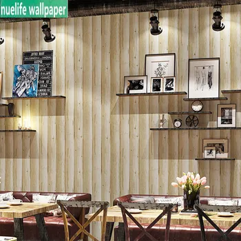 

Retro nostalgic simulation solid wood grain board pattern wallpaper simple industrial style restaurant clothing store wallpaper