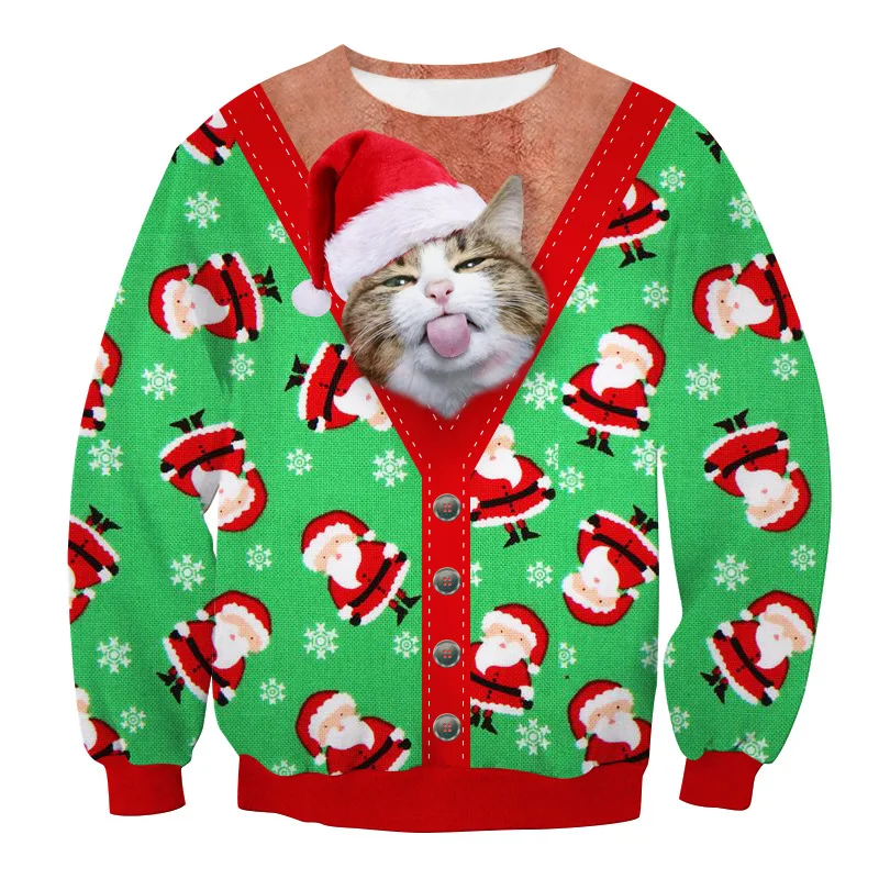 Уродливый Рождественский свитер, свитера с 3D принтом, джемперы, топы, Рождественская Толстовка с капюшоном, новая осенняя зимняя мужская и женская одежда больших размеров - Цвет: Size R