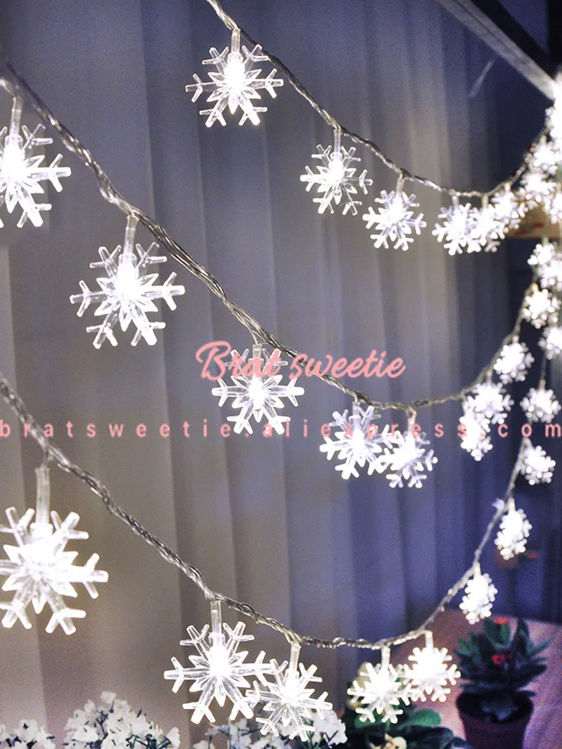 Светодиодный светильник в виде снежинок, Рождественские огни, украшения для помещений и улицы, Рождественская гирлянда со снежинками, гирлянда для Navidad, декор для дерева