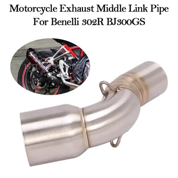 Slip On Motorcycle Exhaust Modified Escape Muffler Connect Connecting Mid Middle Link Pipe For Benelli 302R BJ BJ300GS Bike Tube