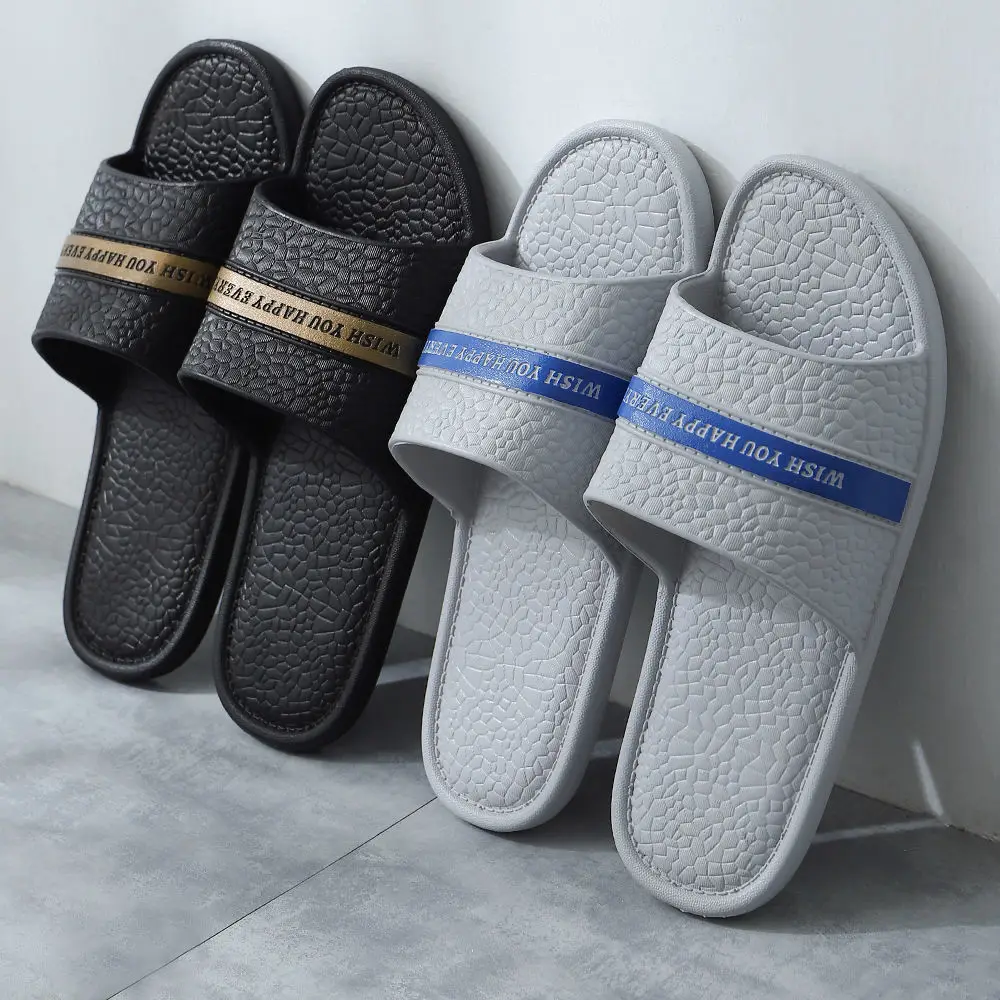 

Korean slippers indoor antiskid household thick bottomed flip flops soft bottomed comfortable couples cool bath slippers