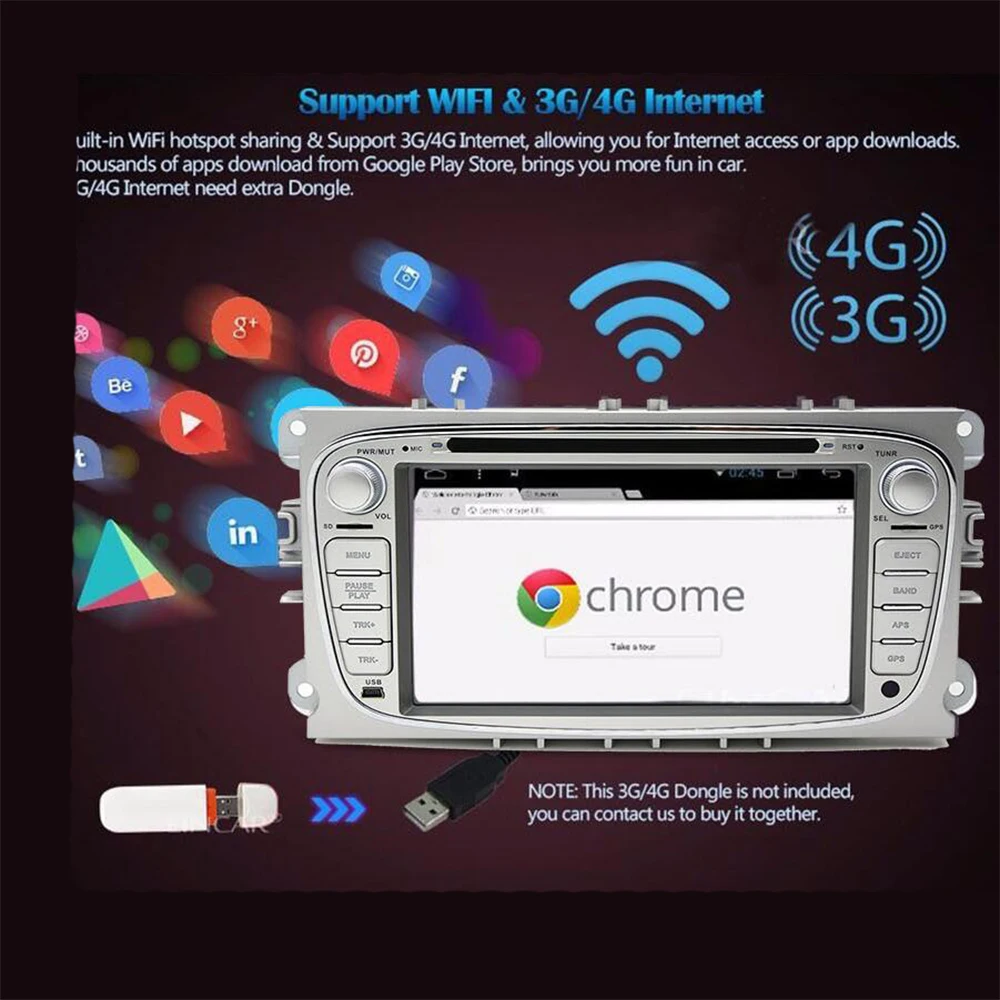 2 Din Quad/Octa Core Android 8,1 автомобильный dvd-плеер радио gps навигация с стерео wifi головное устройство для Ford Focus 2008-2010