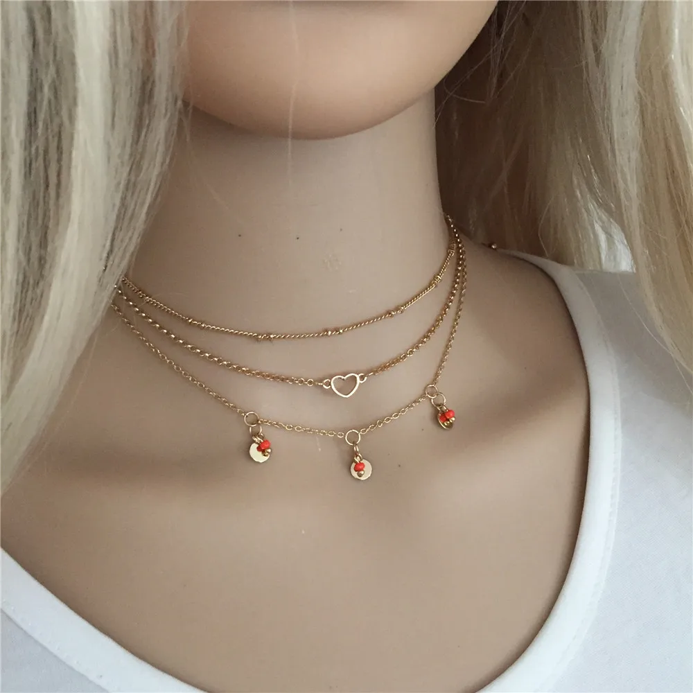 Fashion Tiny Heart Dainty Initial Necklace Gold Color Choker Necklace For Women Pendant Jewelry Gift
