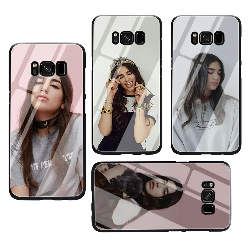 Дуа липа DuaLipa закаленное Стекло TPU черный чехол для Galaxy S7 Edge S8 S9 S10 Plus, Note 8, 9, 10, A10 20 30 40 50 60 70