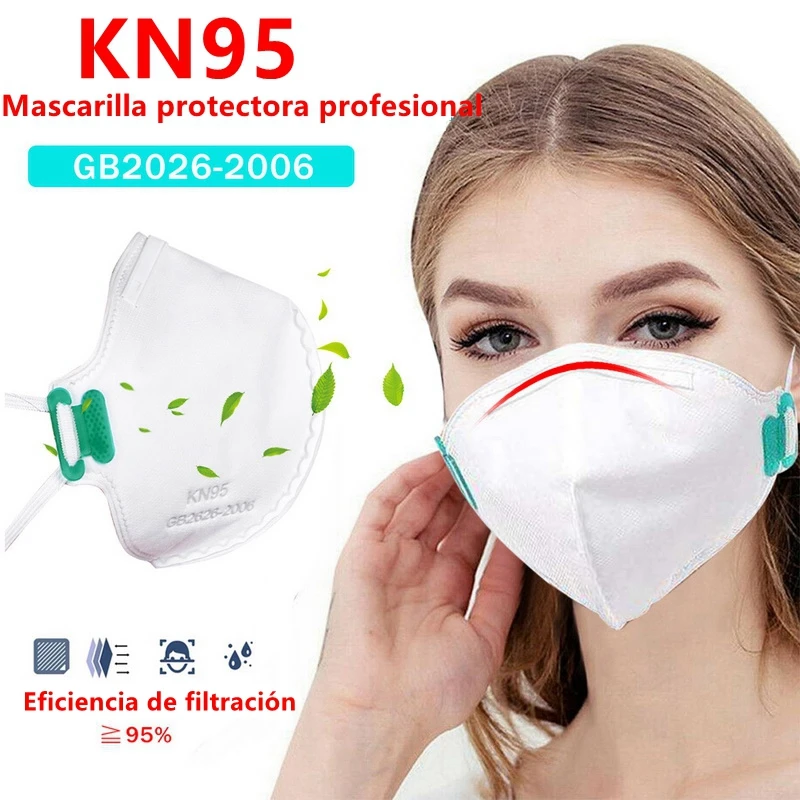 

100pcs Adult KN95 Face Mask Anti-fog Pollution Breathing Safety Face Mask Breathable Splash Proof Health Mask Mascaras Hot Sale