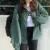Женщины плюс Флисовые толстовки Осень Уличная Одежда Zip-up Oversize Толстовка Куртка Модный Сплошной Карман Отложной Воротник Женская Верхняя Одежда