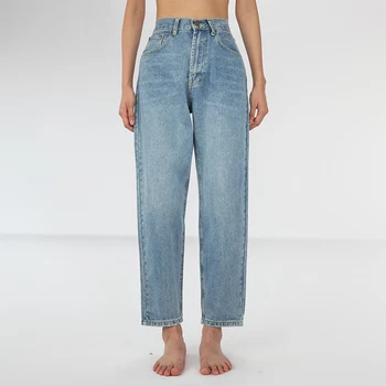 

Iupl Wedgie Streetwear Spring and Summer High Waist Loose Wide Leg Pants Radish Washed Blue Daddy Jeans Female Plus Size Women