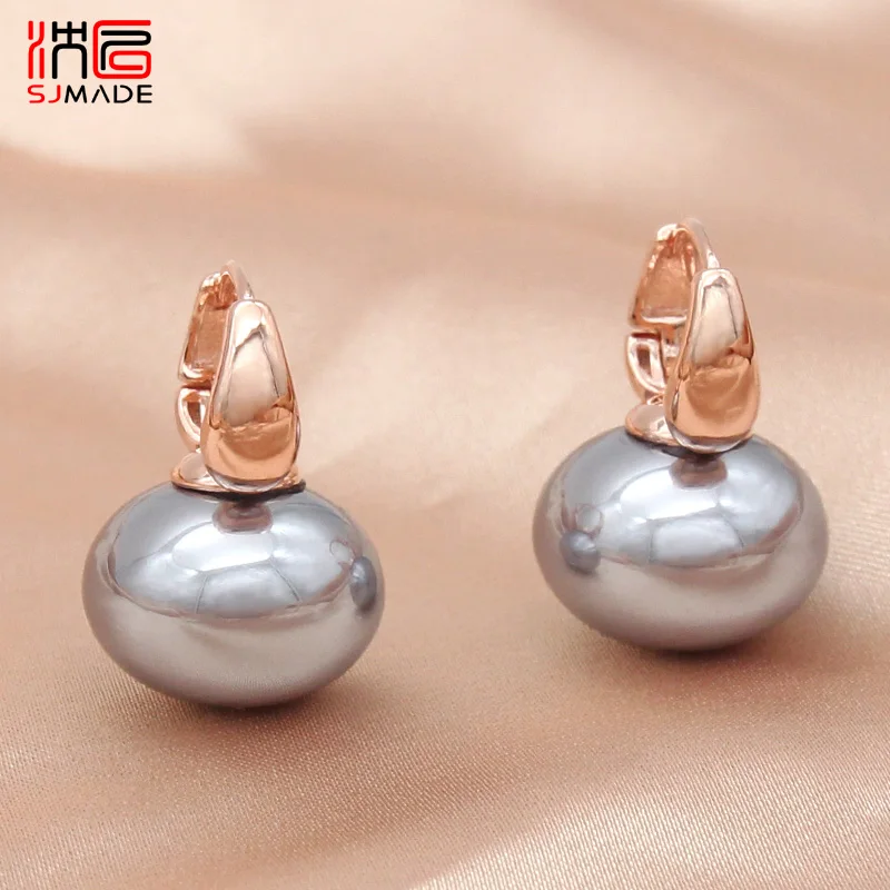 Pearl Earrings Drop Earrings SHENJIANG Simulation Pearl Dangle Earrings For Women Wedding Jewelry Gift Fashion 585 Rose Gold Color Eardrop