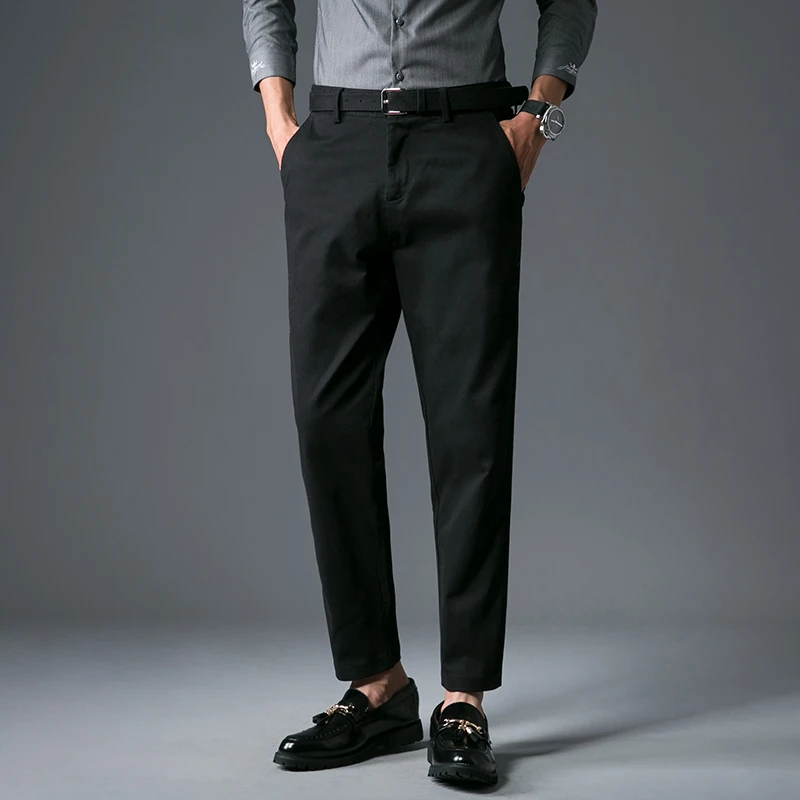 Suit trousers men's solid color small trousers men's fashion Slim  cotton suit trousers men's business casual baita suit pants