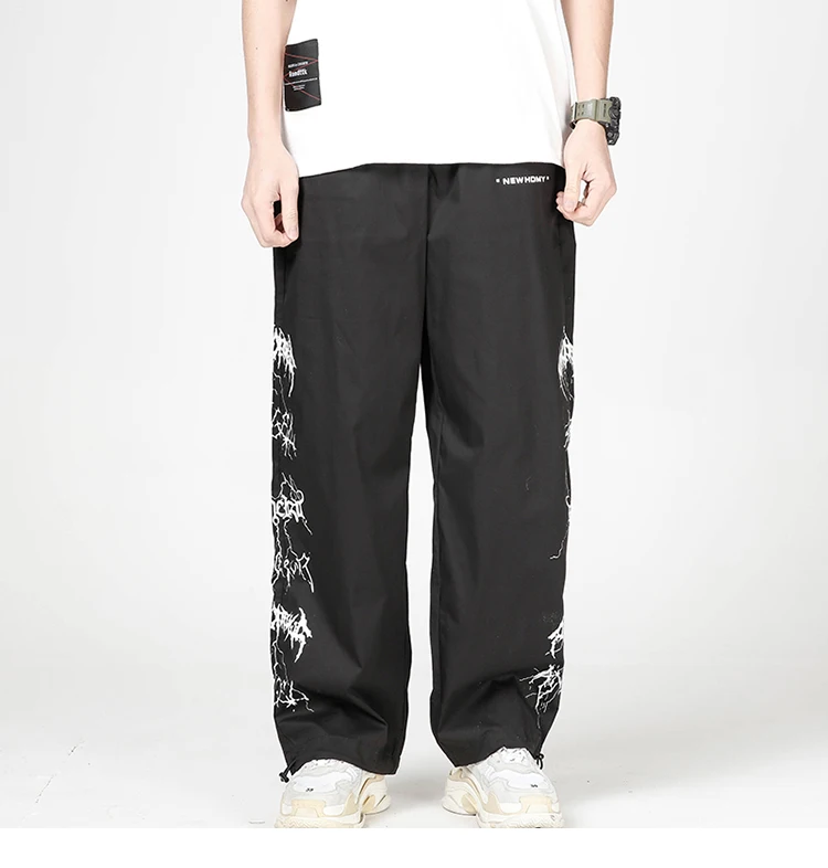 LENSTID Men Hip Hop Lightning Printed Baggy Joggers Pants Harajuku Streetwear Sweatpants Casual 2021 Summer Harem Track Trousers tan cargo pants