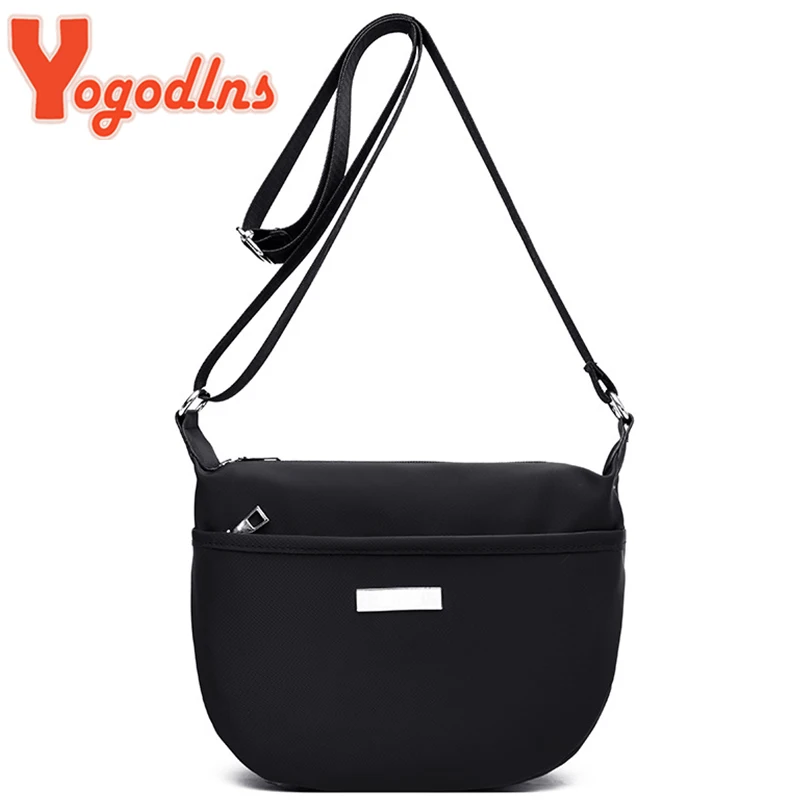 Yogodlns Fashion Black Nylon Shoulder Bags Women Handbag Classical Sports Messenger Bag Satchels Ladies Cross-body Sling bag