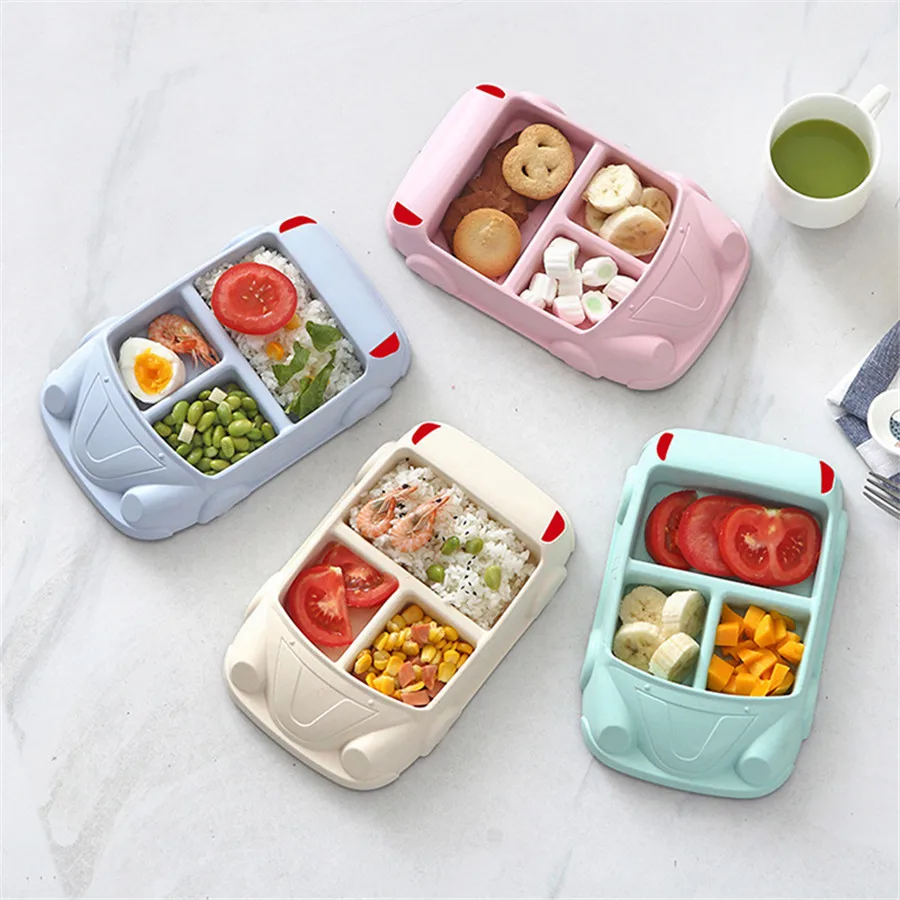 Assiette en bambou pour enfants | Nouvelle vaisselle de voiture séparée service d'alimentation pour bébés, vaisselle pour enfants 2020