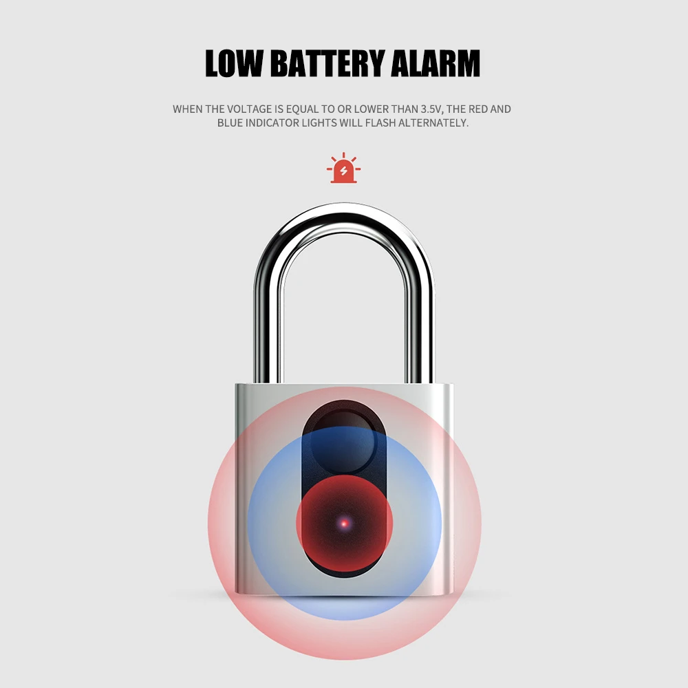 

Smart Fingerprint Padlock Gym Cabinet USB Fingerprint Lock Dormitory Warehouse Anti-theft Lock GS40F Silvery