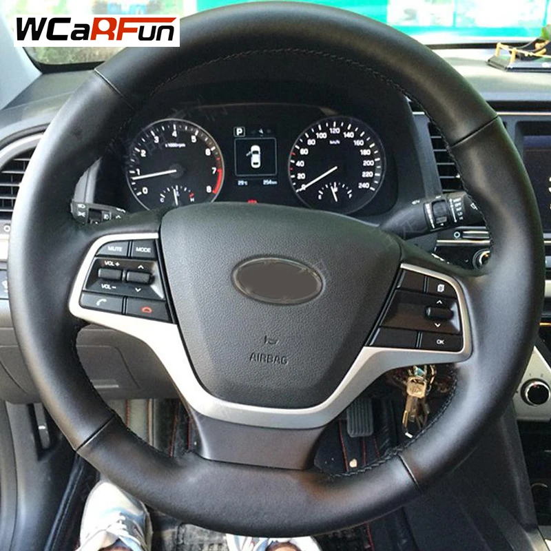 Чехол WCaRFun из искусственной кожи для руля Hyundai Elantra 4 2016 2017 Solaris Accent 2018|Чехлы на руль|