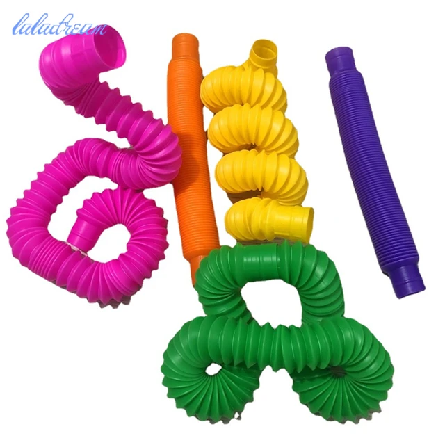Kids Colorful Plastic Stretch Pipe Fidgeting Squeeze Squeezable Toys Decompression Anti-stress Sensory Toy 3