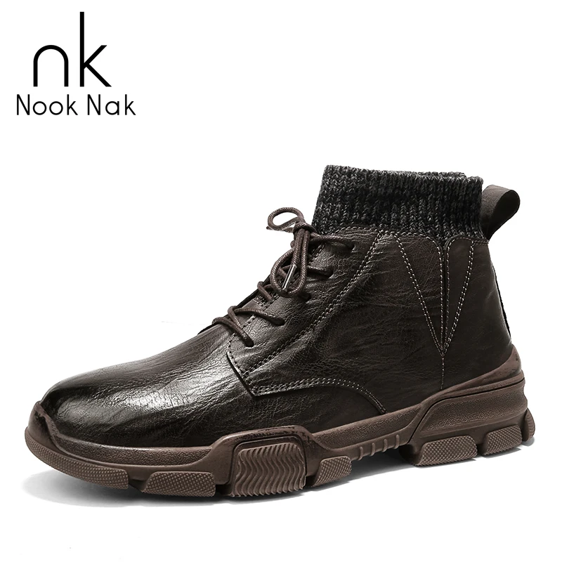 

Nooknak 2020 New Transparent Bottom Breathable Outdoor Work Boots Top Layer Cowhide English Style Lace-up Martin Boots 39-44