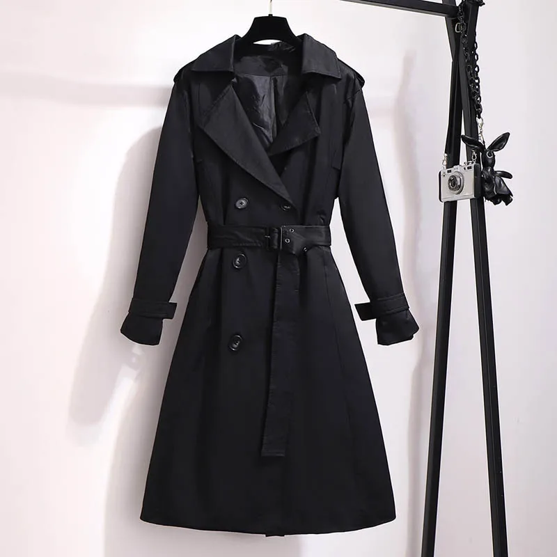 Осенний тренчкот для женщин размера плюс, обхват груди 150 см, 5XL, 6XL, 7XL, 8XL, 9XL, Женское пальто черного и красного цветов