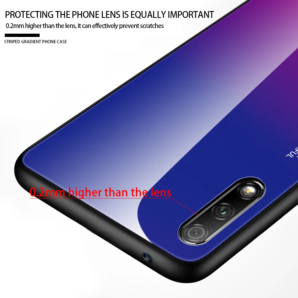Для huawei Honor 9X чехол из закаленного стекла чехол для телефона huawei Honor 9X Pro 6,59 дюймов Чехол градиентный цвет защитный чехол