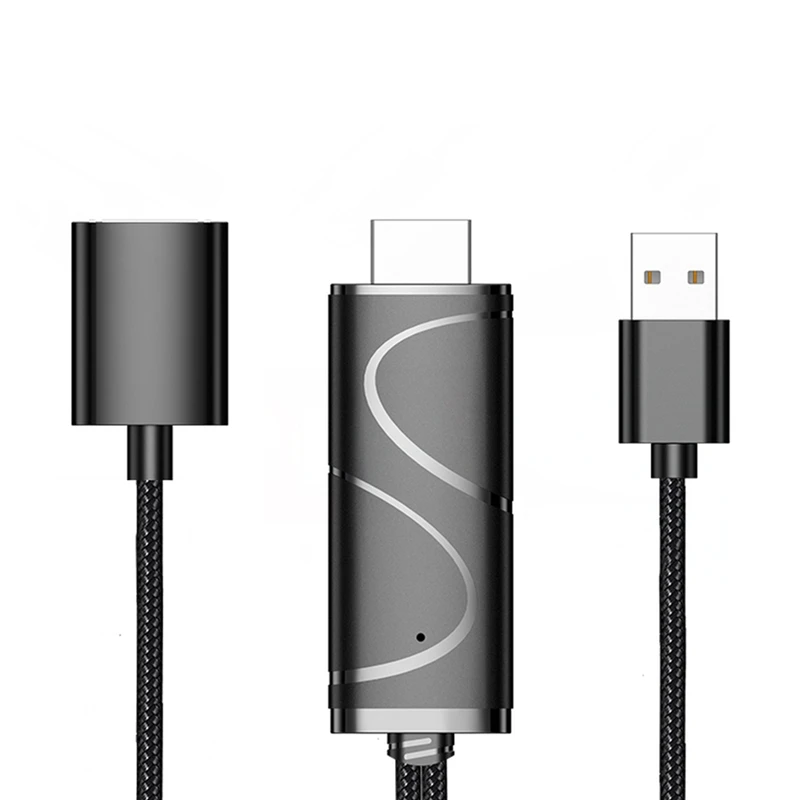 Abkt-дисплей кабель программный ключ 1080P USB к HDMI Кабель Micro-USB/type-C интерфейс Поддержка 4K Совместимость с Android и IOS