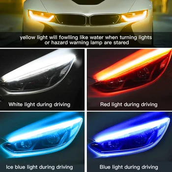 

2PCS Car LED Strip Turn Signal Light Ultrafine DRL 30 45 60cm Daytime Running Light Flexible Soft Tube Guide Waterproof