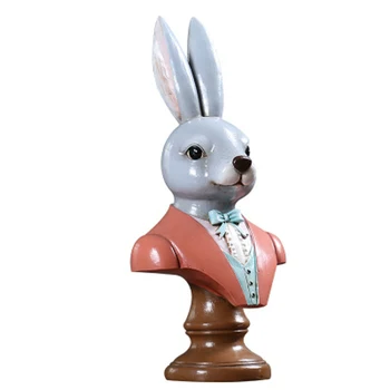 

1PC Natural Resin Craft Rabbit Decoration Fun Cute Desk Ornament for Home