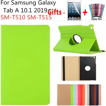 

360 Rotating Case for Samsung Galaxy Tab A 10.1 2019 T510 T515 Stand PU Leather Cover for SM-T510 SM-T515 10.1inch case+film+pen