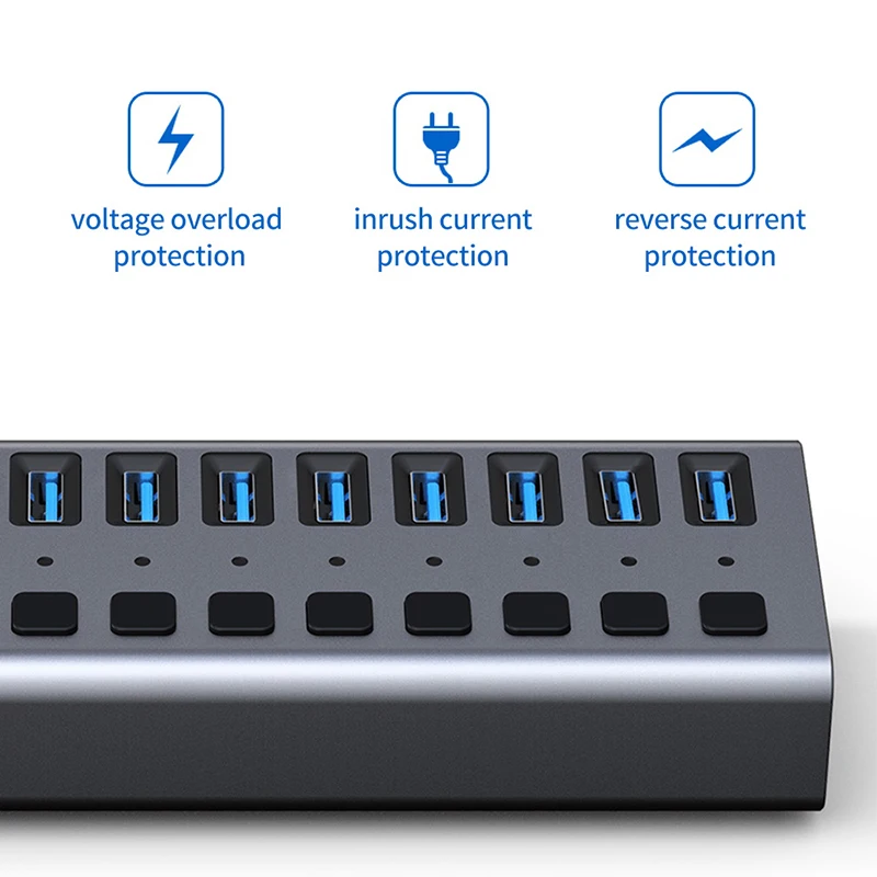 10 портов usb-хаб 3,0 с адаптером питания EU/US мульти usb-хаб с переключателем вкл/выкл USB Высокоскоростной разветвитель Hab для ноутбука MacBook