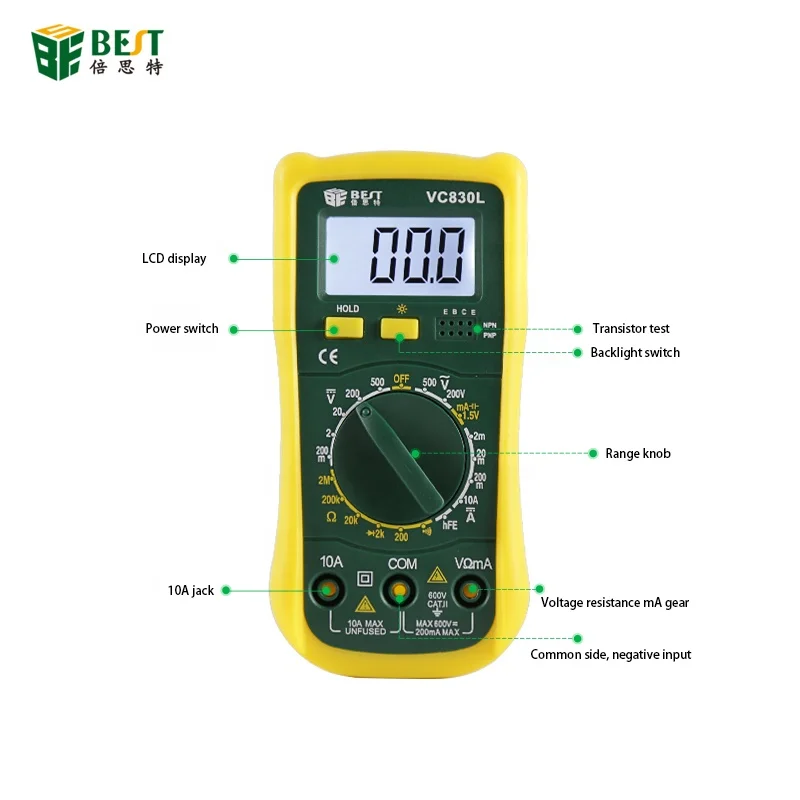 VC830L Мини карманный низкая цена многофункциональный цифровой пинцет-зонд для мультиметра
