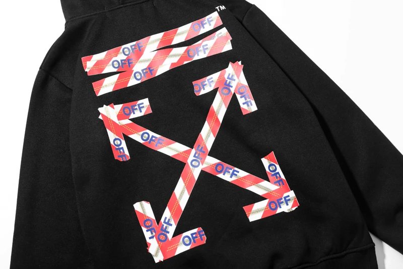 Косая полоска 19ss Off-White OW для мужчин/женщин для влюбленных осень-зима Модная хлопковая Повседневная Толстовка с капюшоном Свободная куртка с капюшоном